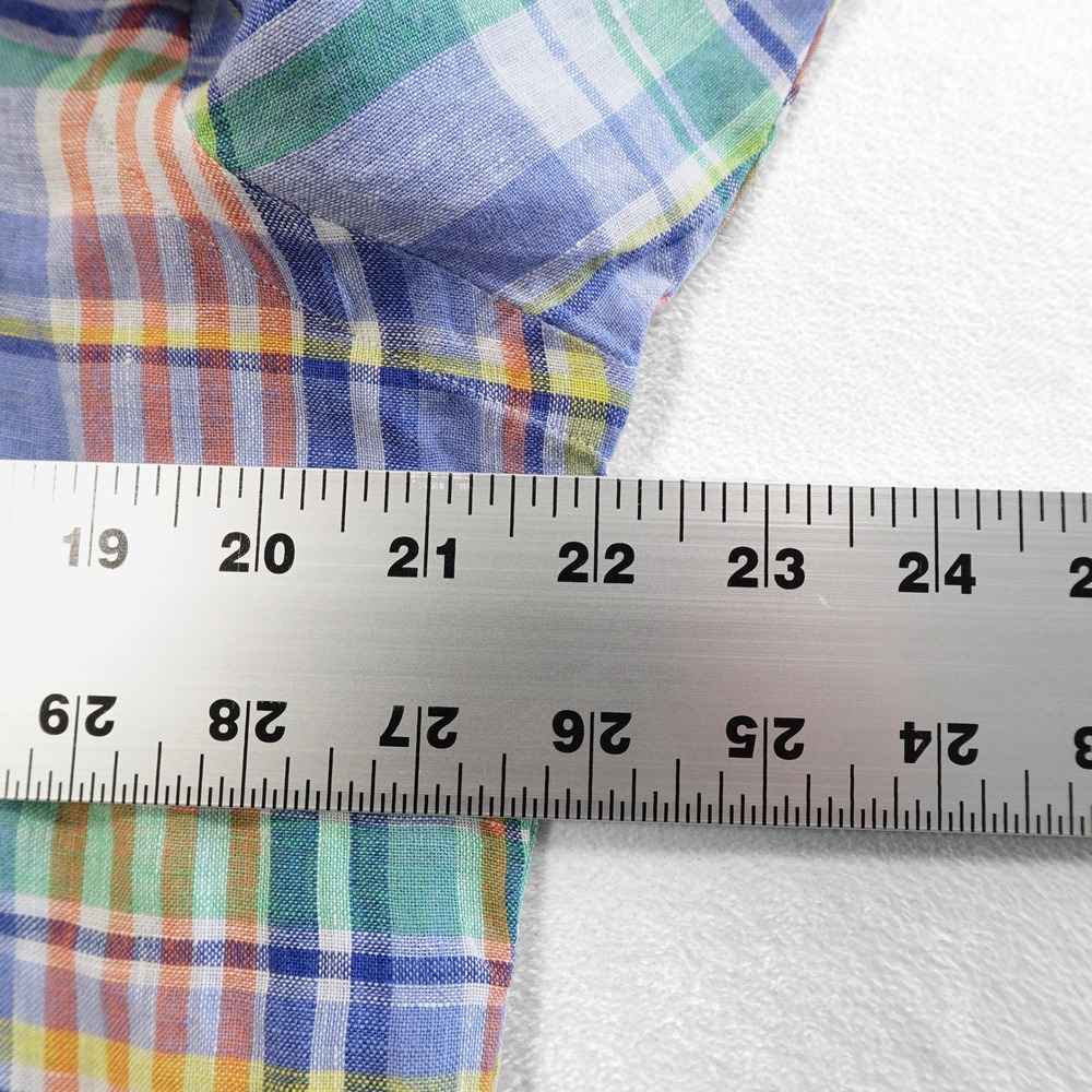 RALPH LAUREN Men's SP 100% Linen Madras Long Sleeve Button Down Dress Shirt - Picture 6 of 7